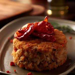 Pastel de Cangrejo con Pimientos Rojos Asados