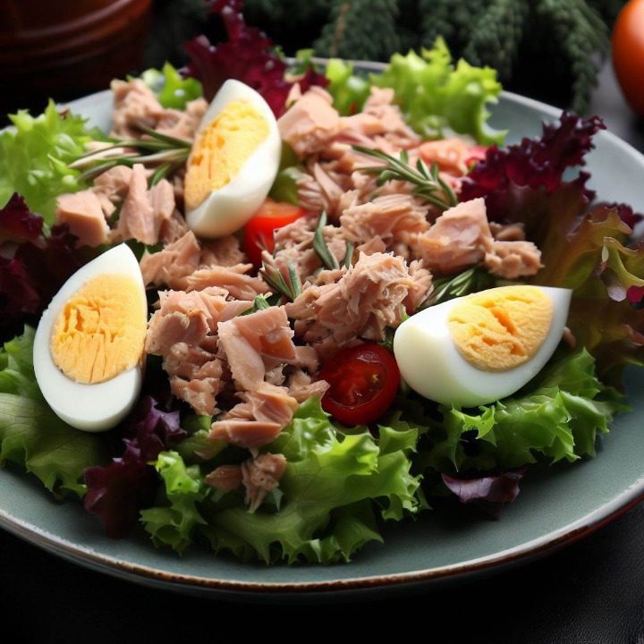 Ensalada con atún y huevos keto